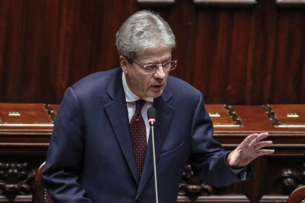 Il presidente del Consiglio Paolo Gentiloni alla Camera durante un'informativa urgente sulla situazione in Siria, Roma 17 aprile 2018. ANSA/GIUSEPPE LAMI