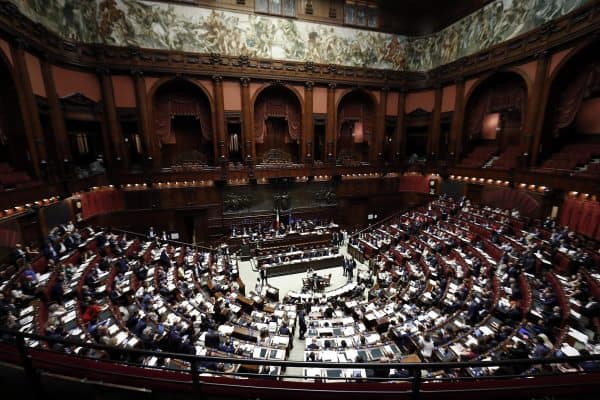 L'aula di Montecitorio durante il voto finale sul decreto dignità, Camera dei Deputati, Roma, 2 agosto 2018. ANSA/RICCARDO ANTIMIANI