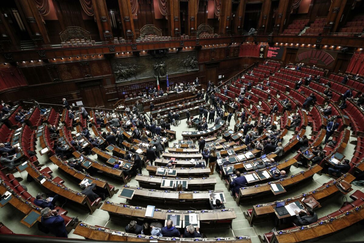 L'Aula della Camera dei Deputati durante il voto di fiducia sul decreto semplificazione, Roma 6 febbraio 2019. ANSA/GIUSEPPE LAMI