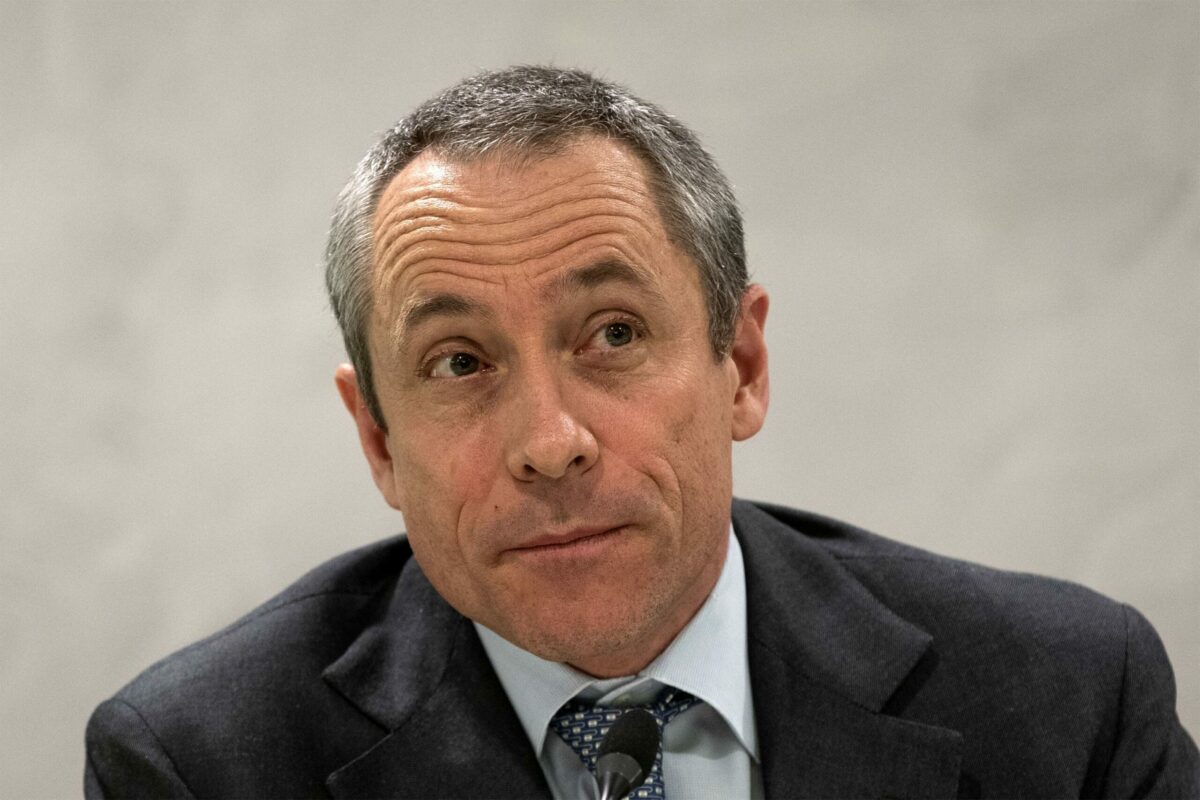 L'amministratore delegato di Poste Italiane Matteo Del Fante durante la conferenza stampa. Roma,19 marzo 2019
ANSA/MASSIMO PERCOSSI