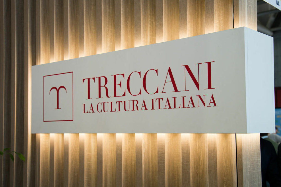 May 9, 2019 - Turin, Turin, Italy - Treccani sign seen during the 32nd edition of the Fair..The International Book Fair is the most important Italian event in the publishing field. It takes place at the Lingotto Fiere conference center in Turin once a year, in the month of May. (Credit Image: © Diego Puletto/SOPA Images via ZUMA Wire)