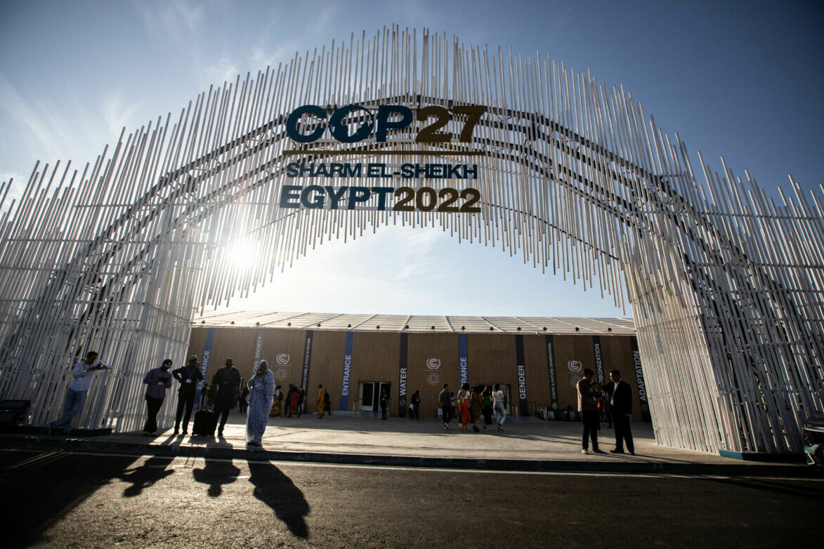 05 November 2022, Egypt, Sharm El-Sheikh: A general view of the entrance of the International Convention Center in Sharm El-Sheikh, where the 2022 United Nations Climate Change Conference COP27 will take place. Photo: Gehad Hamdy/dpa