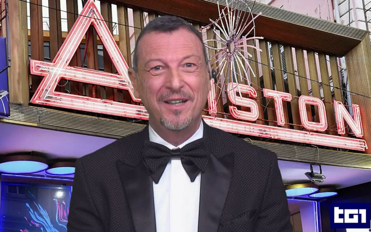 Il frame mostra Amadeus in diretta al Tg1 fortune italia