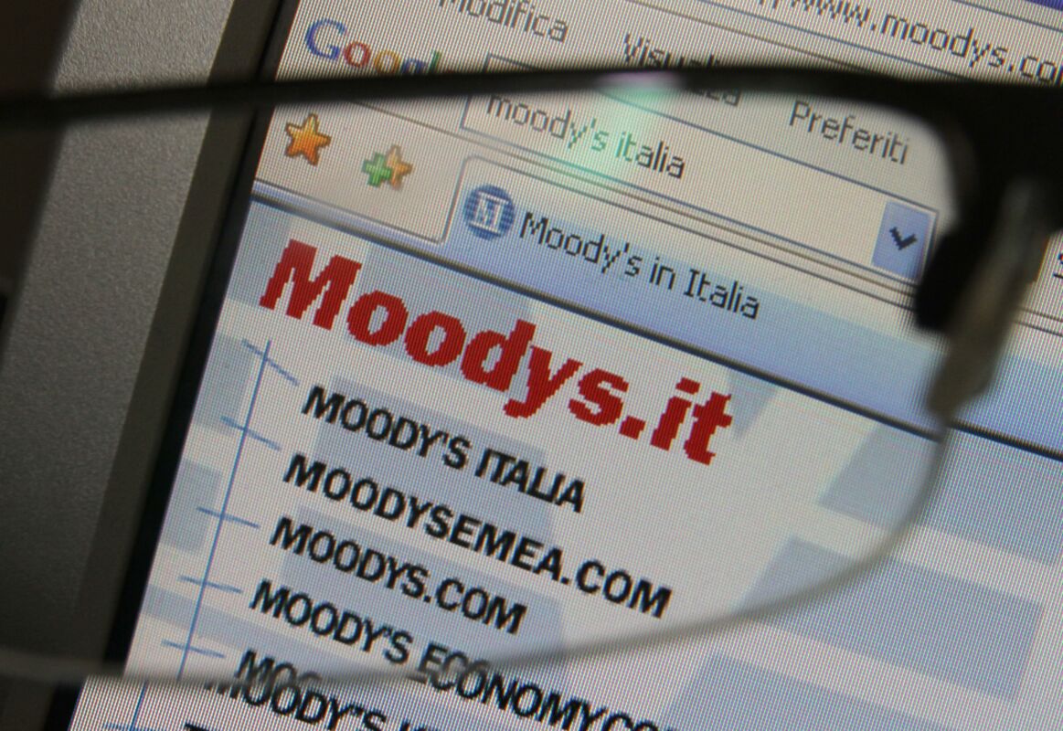 L'home page del sito italiano dell'agenzia di rating Moody's oggi, 7 maggio. MATTEO BAZZI / PAL