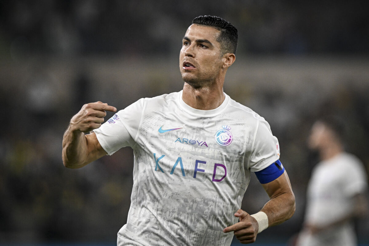 December 26, 2023, Jeddah, Saudi Arabia: Cristiano Ronaldo of Al-Nassr celebrates after scoring a goal during the Roshn Saudi League 2023 - Al Ittihad v Al-Nassr at Prince Abdullah Al-Faisal Sports City in Jeddah, Saudi Arabia. (Credit Image: © Alexandre Neto/Sport Press Photo via ZUMA Press)