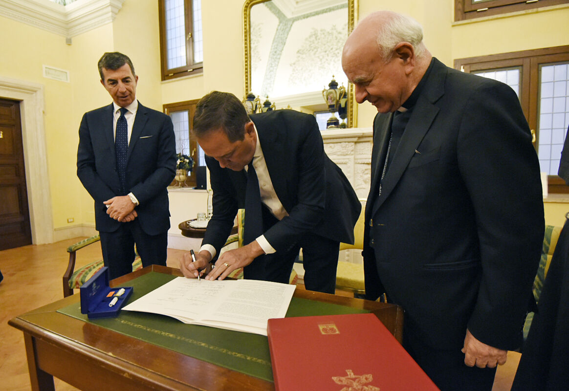 Roma, 24 aprile 2024.Palazzo Cesi Incontro Paglia, Benanti, Chuck Robbins, CEO di Cisco (Cisco System Inc.)