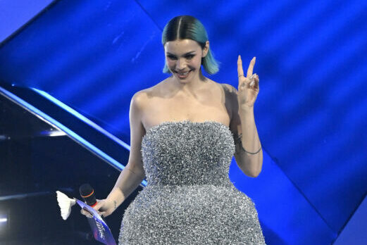 Italian singer Rose Villain performs on stage at the Ariston theatre during the 74th Sanremo Italian Song Festival, in Sanremo, Italy, 07 February 2024. The music festival will run from 06 to 10 February 2024.  ANSA/RICCARDO ANTIMIANI