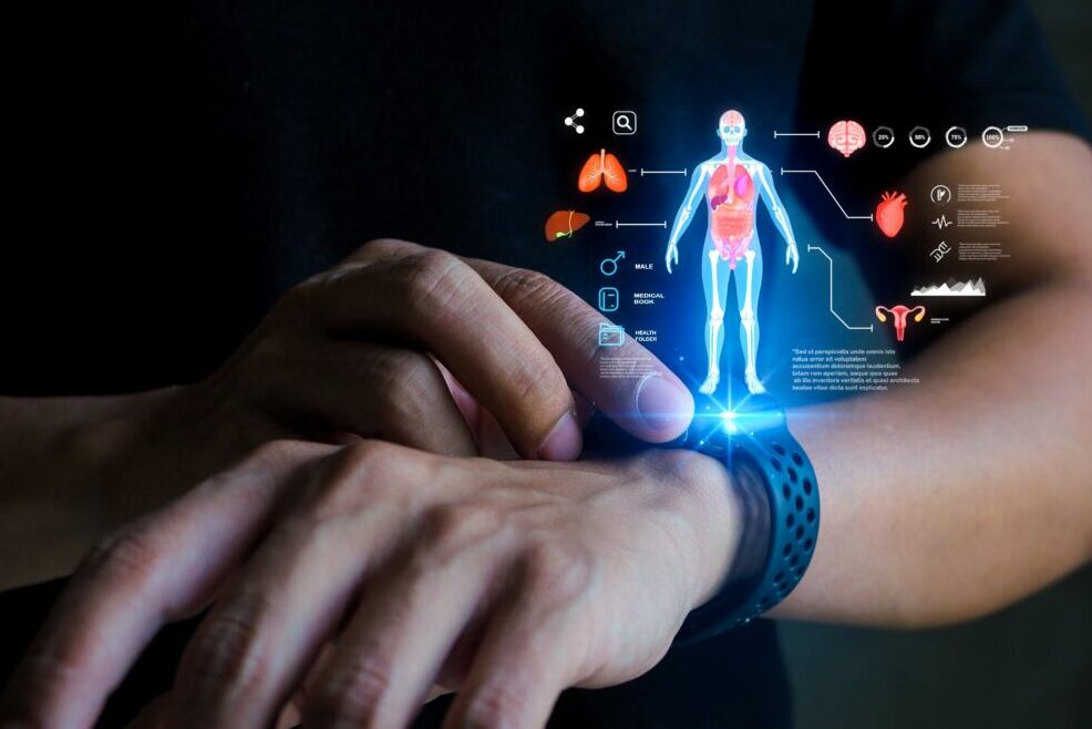 Futuristic,Health,Tech.,A,Smartwatch,Projects,A,Holographic,Health,Dashboard,
