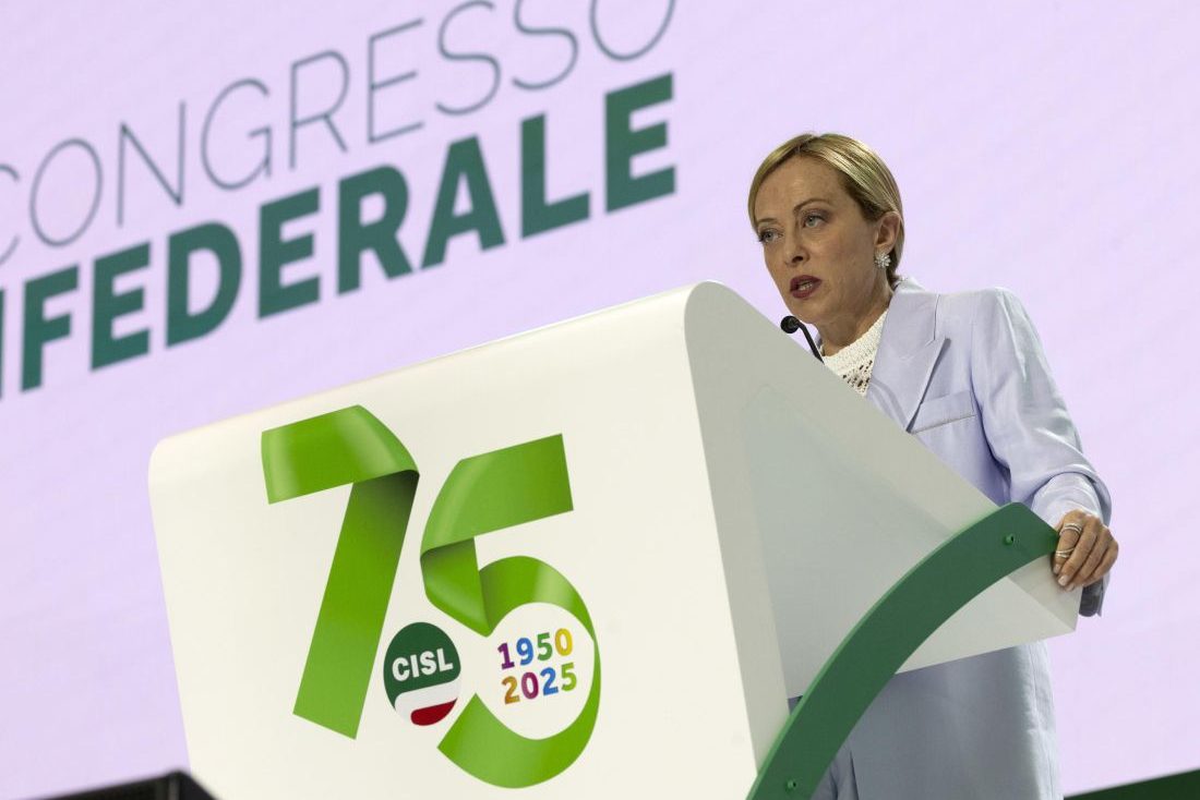 Giorgia Meloni al congresso della Cisl.