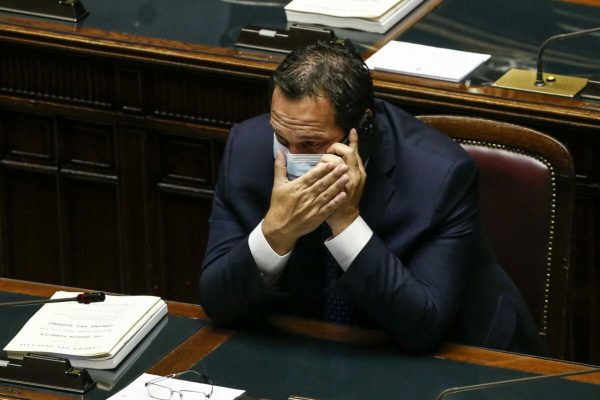 Claudio Durigon, sottosegretario al ministero delleconomia, durante le dichiarazioni di voto sul decreto legge sostegni bis nellaula della Camera dei deputati, Roma 14 luglio 2021. ANSA/FABIO FRUSTACI