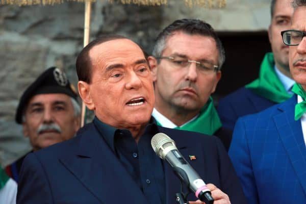 Silvio Berlusconi in occassione della sua visita alla cerimonia del 25 aprile alle Malghe di Porzus, 25 aprile 2018. ANSA/ ALBERTO LANCIA