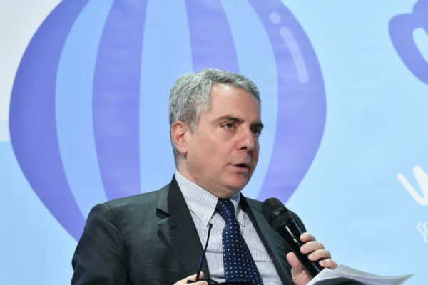 Dario Scannapieco presidente del consiglio di amministrazione del Fondo europeo per gli investimenti durante il VentureUp forum preeso le OGR di Torino, 17 febbraio 2020 ANSA/ ALESSANDRO DI MARCO