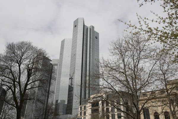 epa06656626 An exterior view of the headquarters of the 'Deutsche Bank' in Frankfurt Main, Germany, 09 April 2018. Christian Sewing (unseen) was chosen to be the new Deutsche Bank CEO, replacing John Cryan, at a management meeting late 08 April. Sewing started at Deutsche Bank in 1989 and was stationed in Frankfurt, Singapore Toronto, Tokyo and London. Sewing worked at the bank from 2010 to 2012 as Chief Credit Officer, and from 2012 to 2013 as Deputy Chief Risk Officer.  EPA/ARMANDO BABANI