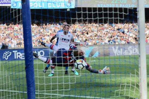 May 20, 2018 - Naples, Campania, Italy - Arkadiusz Milik of SSC Napoli in action during the Serie A football match between SSC Napoli and Crotone at San Paolo Stadium.Â  goalkeeper in the croton goalkeeper Alli Coldaz.(Final score SSC Napoli 2 - 1 crotone FC) (Credit Image: © Fabio Sasso/Pacific Press via ZUMA Wire)