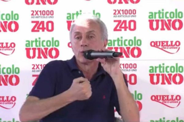 (FRAME VIDEO) Il direttore del Fatto, Marco Travaglio alla festa di Articolo 1, in cui aveva definito Draghi "un figlio di papà" e lo aveva accusato di non sapere nulla di giustizia, sociale e sanità, 21 luglio 2021.
ANSA