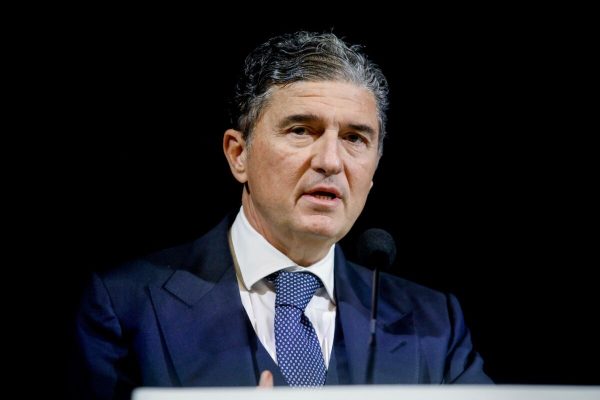 Il presidente Fondazione Fiera Milano Enrico Pazzali l'assemblea generale Assimpredil Ance presso il teatro Lirico a Milano, 25 settembre 2023. ANSA/MOURAD BALTI TOUATI