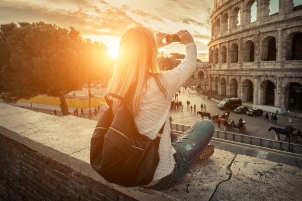 Woman,Tourist,Selfie,With,Phone,Camera,In,Hands,Near,The