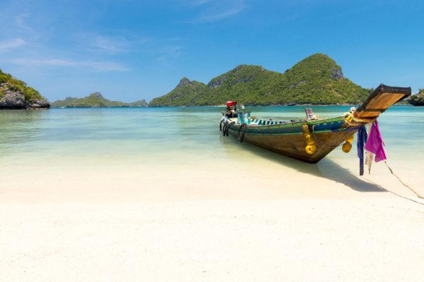 Traditional,Fishing,Longtail,Boat,At,Angthong,National,Marine,Park,Near