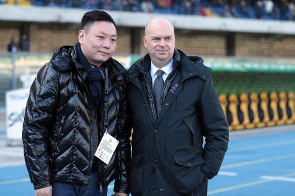 Milan executive director David Han Li (L) and Milan AD Marco Fassone prior the Italian Serie A soccer match Hellas Verona FC vs Ac Milan at Bentegodi stadium in Verona, Italy, 17 december 2017. ANSA/SIMONE VENEZIA