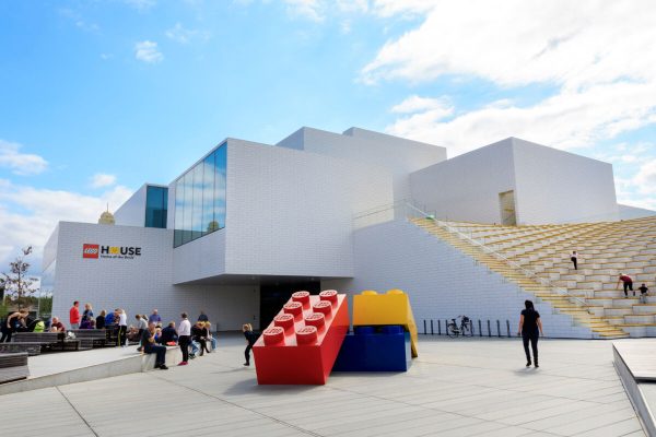 Billund, Denmark. August 25, 2018. The Lego House attracts fans from all over the world. Designed by Bjarke Ingels Group the house is one of the main family attractions in Southern Denmark.