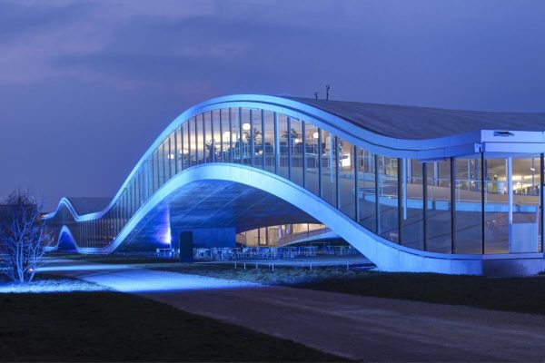 Exterior view of the EPFL Rolex Learning Centre in Lausanne.