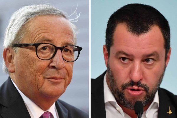 La combo, realizzata con due immagini di archivio, mostra il presidente della Commissione Ue Jean-Claud Juncker (S) e il ministro dell'Interno Matteo Salvini.
ANSA