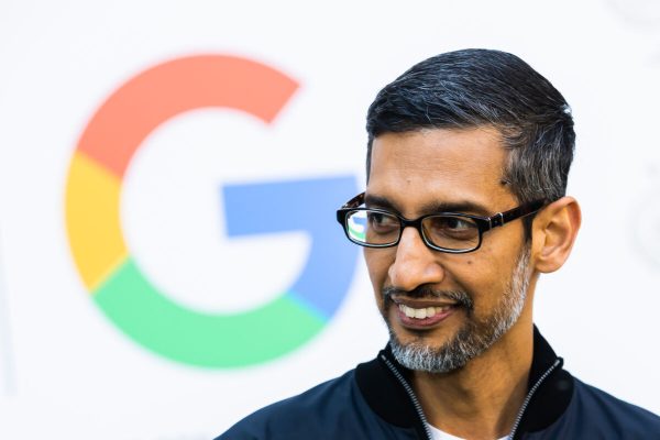 25 May 2023, Berlin: Sundar Pichai, CEO of Google and Alphabet, attends a press event to announce Google as the new official partner of the Women's National Team at Google Berlin. Photo: Christoph Soeder/dpa