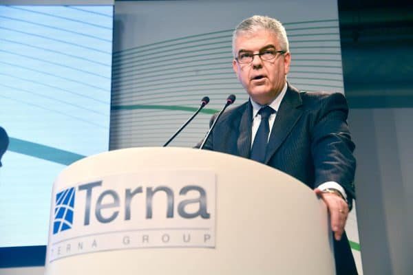 L'Amministratore Delegato e Direttore Generale Luigi Ferraris durante l'innaugurazione della rinnovata sede storica di Terna a Genova, 09 aprile 2018. ANSA/LUCA ZENNARO