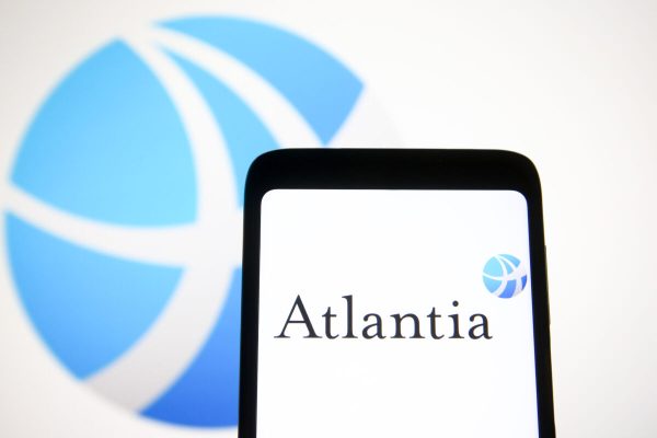 June 23, 2021, Ukraine: p>In this photo illustration an Atlantia SpA logo is seen on a smartphone screen. (Credit Image: © Pavlo Gonchar/SOPA Images via ZUMA Wire)