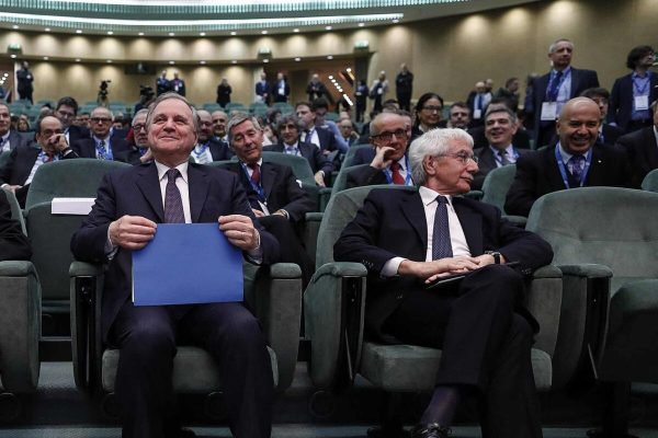 Yves Mersch (L), member of the ECB Executive Committee, Ignazio Visco (C), Governor of the Bank of Italy, and Salvatore Rossi (R), General Director of the Bank of Italy, during the launch event of Target Instant Payment Settlement (TIPS) developed by ECB and Bank of Italy, Rome, Italy, 30 November 2018. ANSA/RICCARDO ANTIMIANI