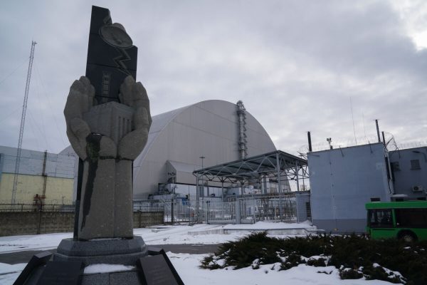 February 6, 2022, Pripyat, Chernobyl Exclusion Zone, Ukraine: Safe Confinement cover at Chernobyl Nuclear Power Plant over the damaged reactor on February 6, 2022 in Ukraine. Russian continues its military buildup across the border in Belarus, 15 kilometers from the Chernobyl Exclusion Zone. The quickest way to Kyiv from the north is through Belarus, directly through this area, a distance of 120 kilometers. The Chernobyl disaster was a nuclear accident that occurred on 26 April 1986 at the No. 4 reactor in the Chernobyl Nuclear Power Plant, near the city of Pripyat in the north of the Ukrainian SSR in the Soviet Union. It is considered the worst nuclear disaster in history both in cost and casualties. (Credit Image: © Bryan Smith/ZUMA Press Wire)