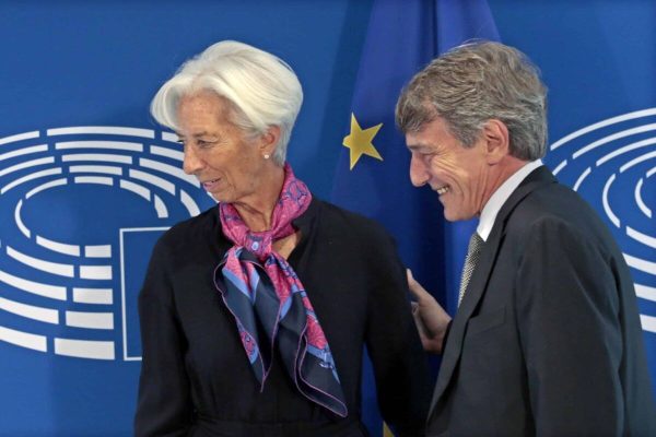 christine lagarde david sassoli bce parlamento ue