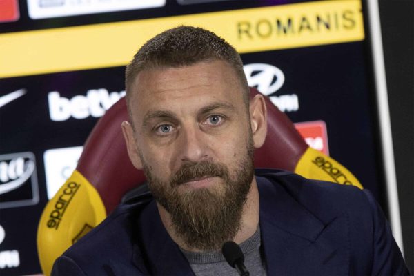 Italian midfielder of AS Roma Daniele De Rossi during a press conference at Trigoria's Sports Center, Rome, 14 May 2019. Roma captain Daniele De Rossi surprisingly announced on Tuesday, May 14, 2019 he is leaving his hometown club after 18 years. ANSA/MASSIMO PERCOSSI