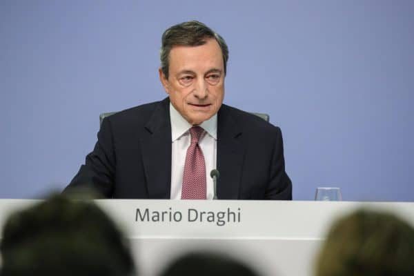 epa07017146 Mario Draghi, President of the European Central Bank (ECB), speaks during a press conference following the meeting of the Governing Council of the European Central Bank in Frankfurt Main, Germany, 13 September 2018.  EPA/ARMANDO BABANI