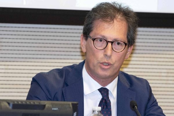 il Capo di Gabinetto del Ministero dell'Economia Roberto Garofoli, durante il Seminario di Alto Livello Strategie globali anticorruzione e corporate compliance: un dialogo tra Stati Uniti e Italia presso il Ministero degli Affari Esteri a Roma, 21 settembre 2018. ANSA/CLAUDIO PERI