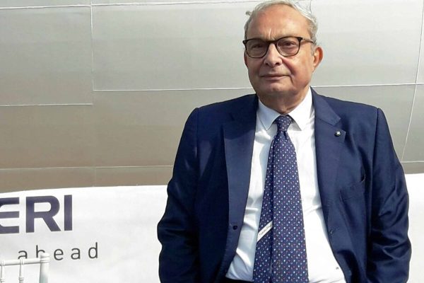 L'ad di Fincantieri Giuseppe Bono durante il varo della Viking Orion. Ancona, 28 settembre 2017. ANSA/ DANIELE CAROTTI