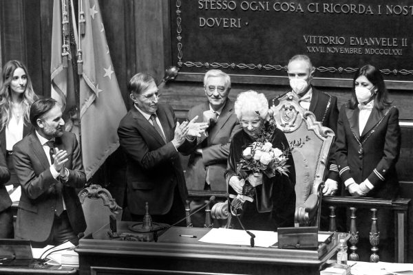 Life Senator Liliana Segre with the new Speaker of Senate, Ignazio La Russa, following the general elections,, in Rome, Italy, 13 October 2022. Italian Senators and Deputies meet for the first time on 13 October, since elections to elect the new Presidents of the Parliament and the Senate. ANSA/ALESSANDRO DI MEO