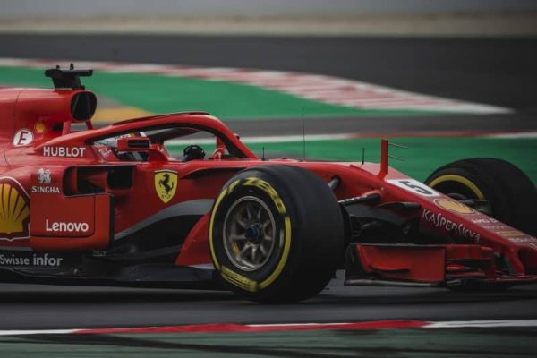 February 27, 2018 - Barcelona, Catalonia, Spain - SEBASTIAN VETTEL (GER) drives in his Ferrari SF-71H during day 2 of Formula One testing at Circuit de Catalunya (Credit Image: © Matthias Oesterle via ZUMA Wire)