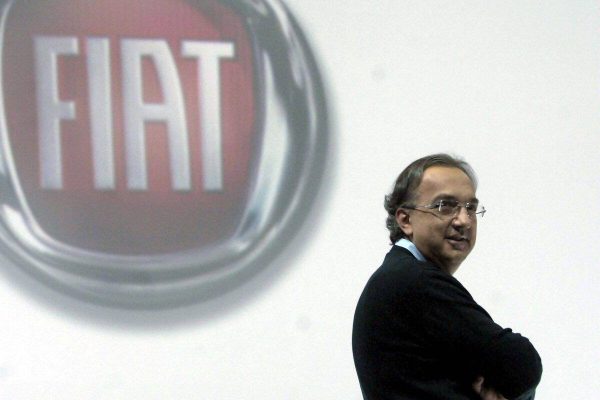 (FILE) A November 2007 file photo of   managing director of Fiat, Sergio Marchionne, near the logo of Fiat, in Turin. 
ANSA/ALESSANDRO CONTALDO