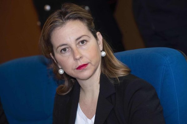 Il ministro della Salute, Giulia Grillo, durante l'incontro presso la sede del Nucleo Antisofisticazioni e Sanità dell'Arma a Roma, 5 febbraio 2019. ANSA/CLAUDIO PERI