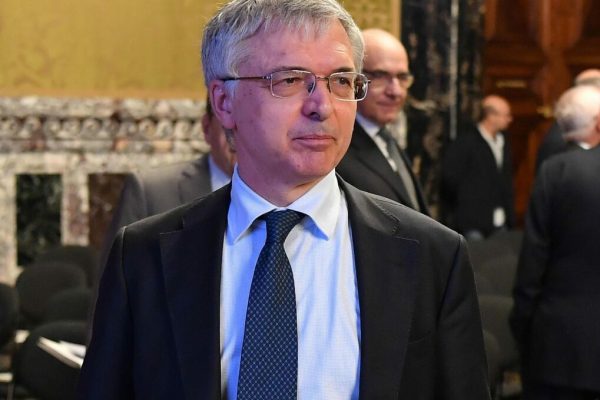 Il vice direttore generale della Banca d'Italia, Daniele Franco, durante la quattordicesima Lezione Paolo Baffi dal titolo 'International monetary system and global financial cycles' a Palazzo Koch, Roma, 22 novembre 2019. ANSA/ETTORE FERRARI