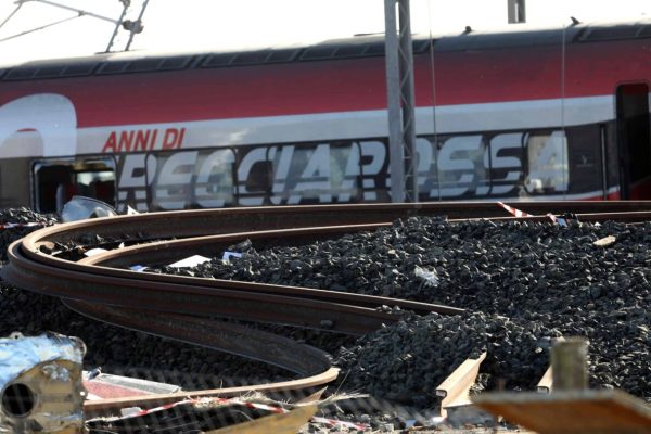 The twisted tracks following the train derailment in Livraga, near Lodi, northern Italy, 06 February 2020. A high-speed train derailed near Lodi in northern Italy on Thursday killing the two drivers and injuring 31 passengers and staff. There were 28 passengers on board. The train, travelling from Milan to Salerno, was outside Livraga when the accident happened. Two of the injured have been taken to hospital in code yellow. According to a preliminary reconstruction, the train's engine derailed and first hit a trolley car that was on a parallel line and then hit a railway building where it came to a halt. The rest of the train was said to have continued running until the second carriage overturned.
ANSA / MATTEO BAZZI