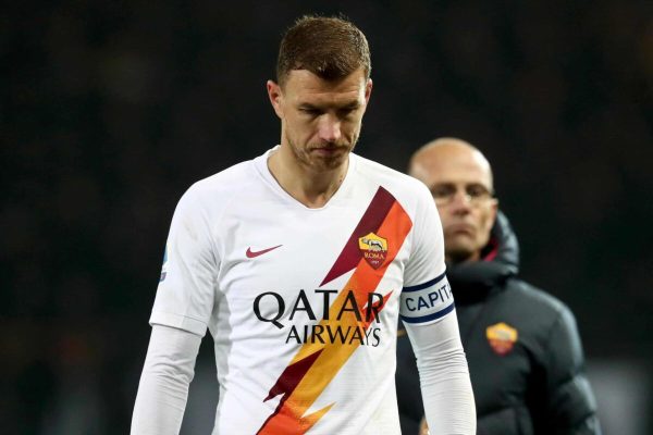 Roma's Edin Dzeko shows his dejection at the end of the Italian Serie A soccer match Atalanta BC vs AS Roma at the Gewiss Stadium in Bergamo, Italy, 15 February 2020.
ANSA/PAOLO MAGNI