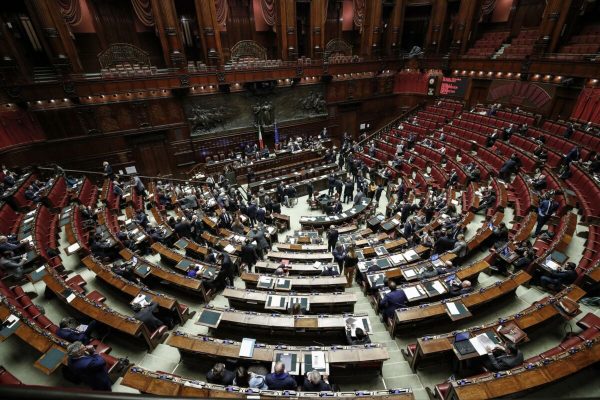 L'Aula della Camera dei Deputati durante il voto di fiducia sul decreto semplificazione, Roma 6 febbraio 2019. ANSA/GIUSEPPE LAMI