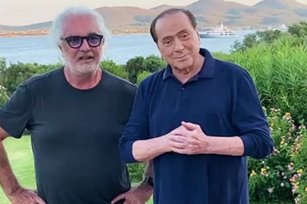 Una foto tratta dal profilo di Flavio Briatore mostra l'imprenditore in compagnia di Silvio Berlusconi, Milano, 25 Agosto 2020. INSTAGRAM