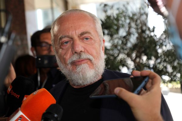 Il presidente del Napoli Aurelio De Laurentiis  arriva all'hotel Hilton di Milano per partecipare all'assemblea di Lega della serie A. Milano 30 Luglio  2020.
ANSA / MATTEO BAZZI