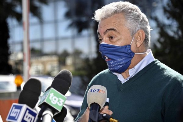 Italy's COVID emergency commissioner Domenico Arcuri addresses the media as he leaves at the end of the coordination meeting between the Government and the Regions about the anti-Covid measures, in Rome, Italy, 17 october 2020. The COVID-19 pandemic is in an "acute phase" in Italy, according to the latest weekly monitoring report of the coronavirus by the Higher Health Institute (ISS) and the health ministry. ANSA/RICCARDO ANTIMIANI