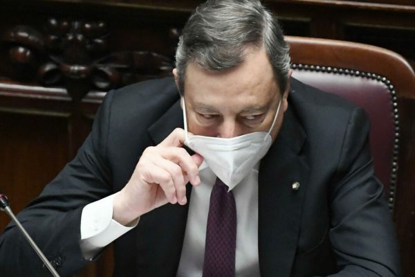 Italian Prime Minister Mario Draghi during the debate on Recovery Plan at the Chamber of Deputies in Rome, Italy, 27 April 2021.      ANSA/ETTORE FERRARI