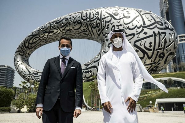 Italian Foreign Minister Luigi Di Maio visits the Dubai Future Foundation during the mission in the UAE in Dubai, United Arab Emirates, 26 April 2021. ANSA/ANGELO CARCONI