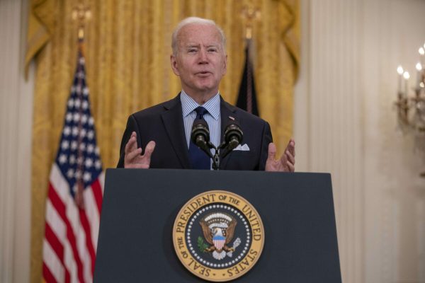 May 7, 2021, Washington, District of Columbia, USA: United States President Joe Biden speaks about the April jobs report in the East Room of the White House in Washington, D.C. on Friday, May 18, 2021. The U.S. economy brought back far fewer jobs than estimated in April and the unemployment rate unexpectedly increased  (Credit Image: © Tasos Katopodis - Pool Via Cnp/CNP via ZUMA Wire)